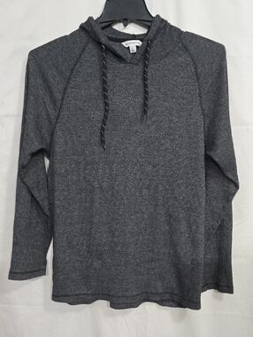 Distortion Mens Lg Charcoal Gray Hoodie Long Sleeve Drawstring